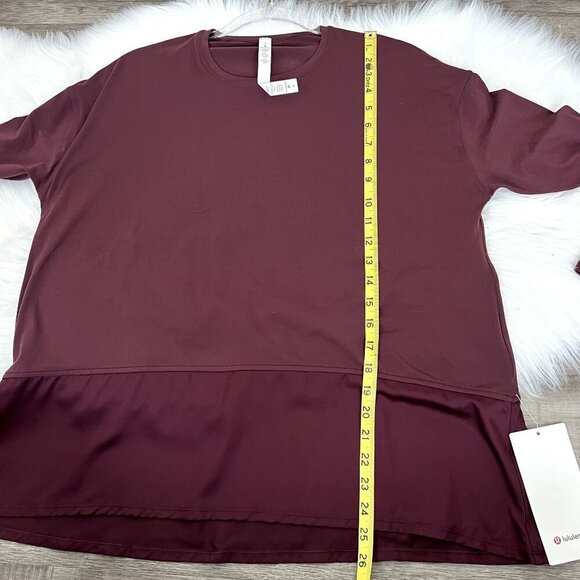 Lululemon Womens 2 Maroon Ease of Mind Long Sleeve Peplum Athletic Top - Picture 7 of 7